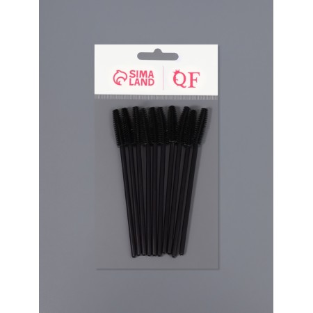 Brushes for eyebrows and eyelashes, silicone, set - 10 pcs, 10.5 cm, black color-6