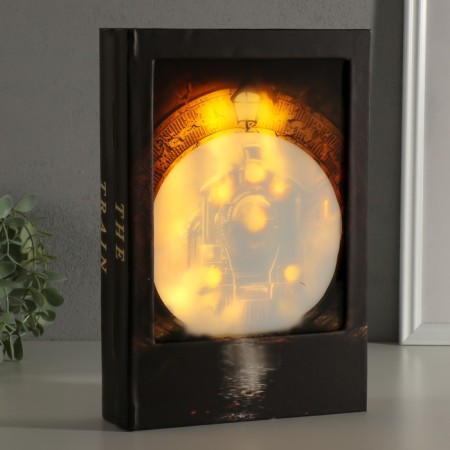 Broke Broke Wood, leatherette, light "Train in the tunnel" 28x19x6 cm