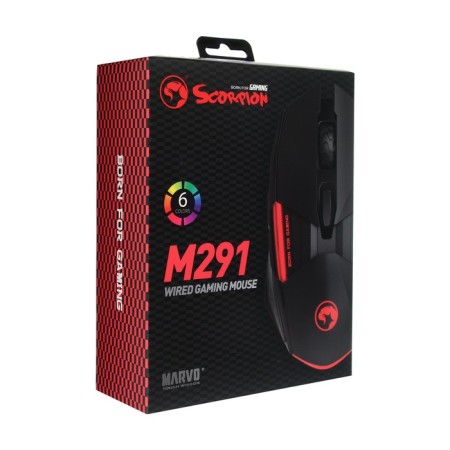 MARVO M291 mouse, game, wired, optical, backlight, 6400 dpi, USB, 1.5 m, black-7