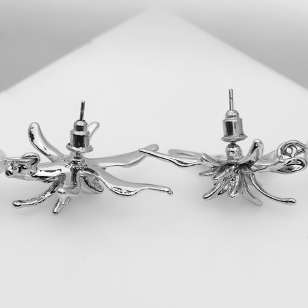 Earrings with pearls "bead" a pear with a flower, the color of silver-2