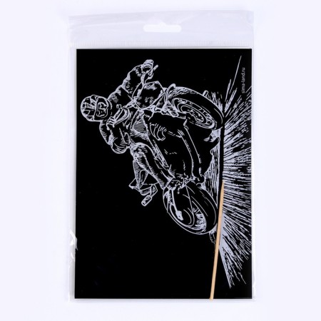 A set of engravings A5 “Car and motorcycle” 2 pcs., With the metallic effect “Silver”-4