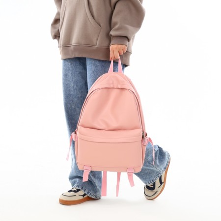 Youth backpack on a zipper, 3 pockets, pink color-6
