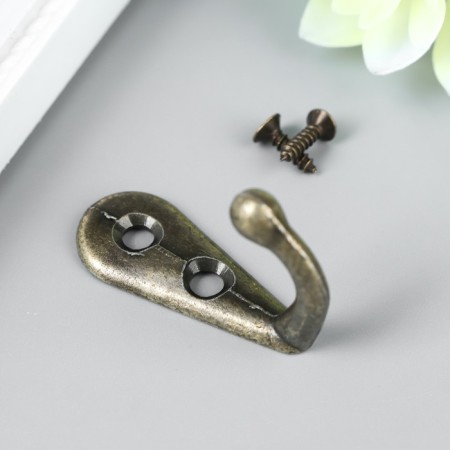 Metal hook "simple" bronze (set 4 pcs) 3x1.8 cm