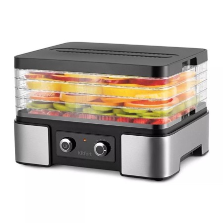 Drywall for vegetables and fruits KitFort KT-1958, 450 W, 5 tiers, timer, silver-black