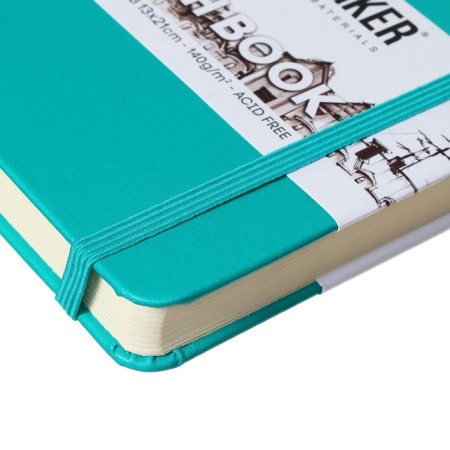 Sketchmarker sketchbook, 130 x 210 mm, 80 sheets, solid -leather cover, emerald, block 140 g/m2-4