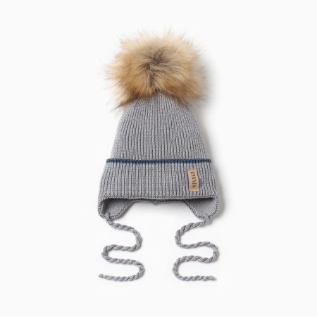 Children's hat with insulation, rn 35-40, gray color