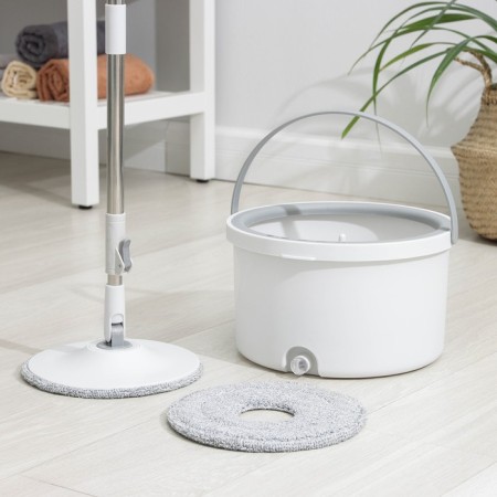 Mop with spin and bucket, microfiber nozzle, compact