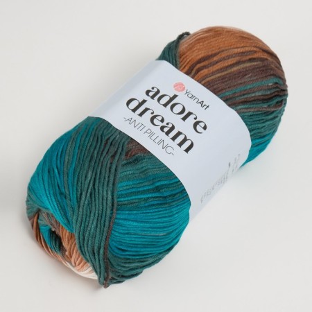 Yarn "Adore Dream" 100% acrylic anti-pilling 280m/100g (1055 turquoise-kakao)-1