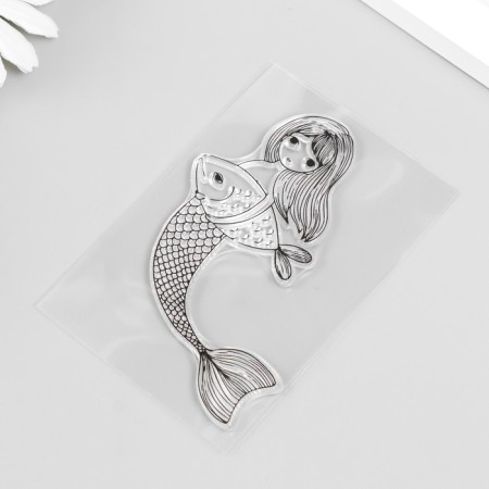 Stamp for creativity Silicon "Little Mermaid with Pisces" 9x6 cm-1