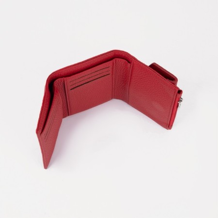 Women's wallet on the button, red color-3