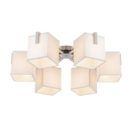 Stanley chandelier, 6x75W E27 chrome, white