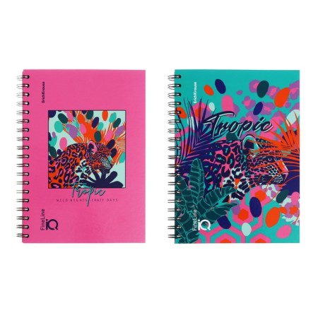 A notebook B5 80 sheets in a cage on a spiral Erichkrause TropiSal Fineline, B5, glossy, laminated mix