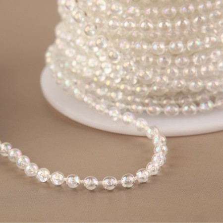 Beads on threads, with holography, round, 3 mm, 9 ± 1 m, white color-1