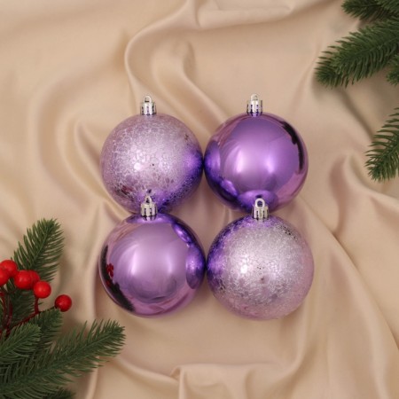 Set of balls plastic D-8 cm, 4 pcs "Claud Classic" Lilac