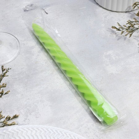 Candle twisted, 2.3x 24.5 cm, 5 hours, 50 g, green-2