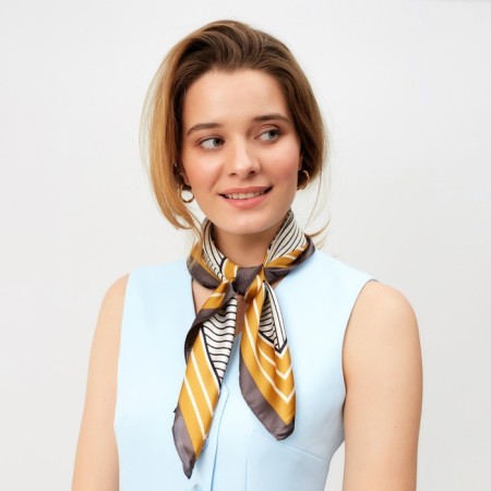Women's scarf minaku size 70*70 cm, brown color-4