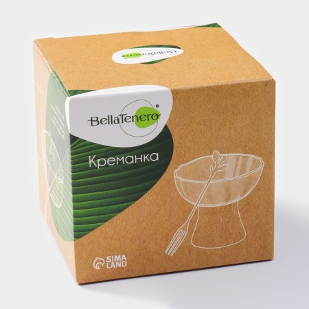 Ceramic crem, 2 items: Kremanka d = 10 cm, fork h = 13 cm, white color-6