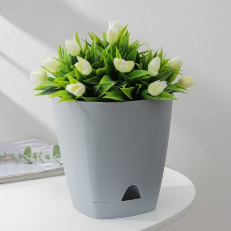 Pot for flowers with a basal watering amsterdam, 2.5 l, d = 17 cm, h = 16.5 cm, color gray color