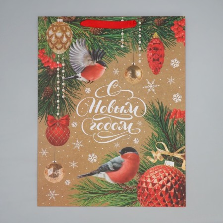 Craft vertical "Bullfinch" package, l 31 x 40 x 11.5 cm, new year-6
