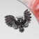 Owl brooch, purple color in black silver