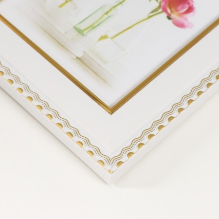 Photo frame plastic 10x15 cm "Golden waves and points" white 13.5x18.5 cm-2