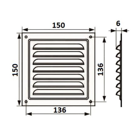 Ventilation grate Zein Lux RM1515C, 150 x 150 mm, with a grid, metal, galvanizing-6