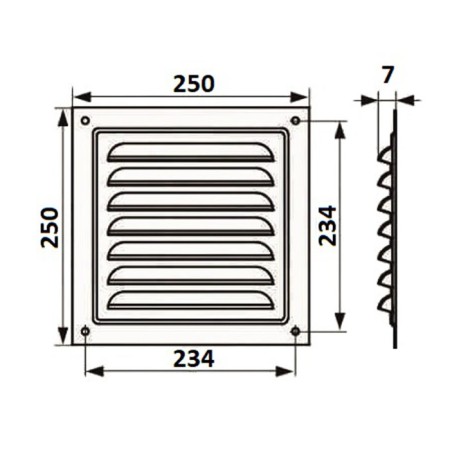 Ventilation grate Zein Lux RM2525C, 250 x 250 mm, with a grid, metal, gray-6