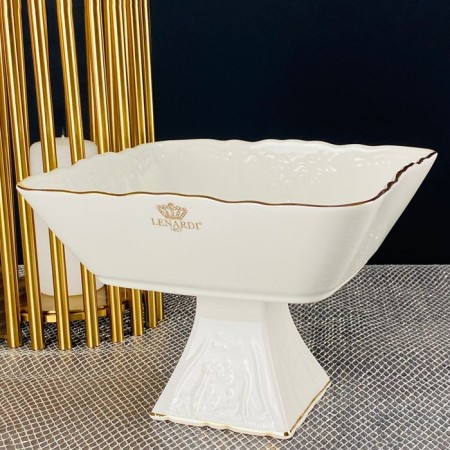 Фруктовница на ножке Lenardi Maria Gold, фарфор, размер 20х20 см