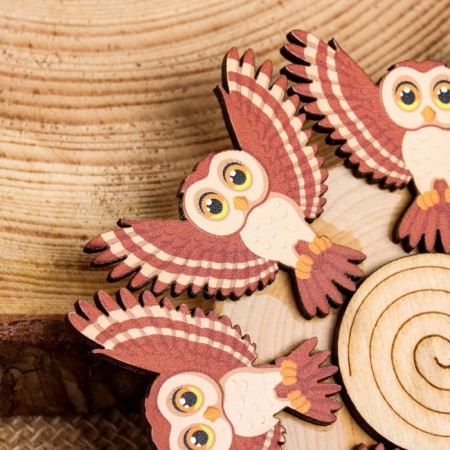 Hot "color owl", 11x11cm, juniper-2