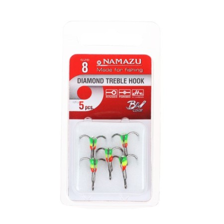 Namazu traffic light hook, with a drop and stone, 8 (int), GYR color, in a package of 5 pcs.