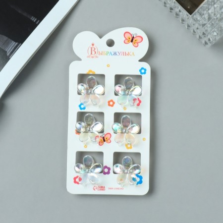 Hair crab "Avanti" (set 6 pcs) Flower, 2.2 cm, transparent-2
