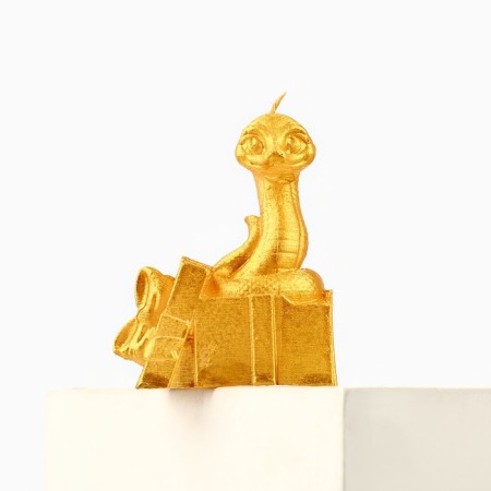 New Year's candle "Snake with a gift", for the New Year, gold 77 x 61 x 35-1