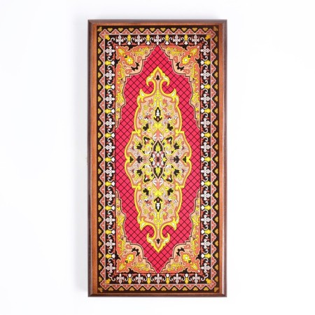 Backgammon "red pattern", wooden board 50 x 50 cm, with a field for playing checkers-6