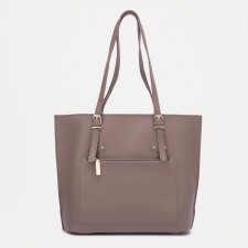 Zipper bag, external pocket, brown color