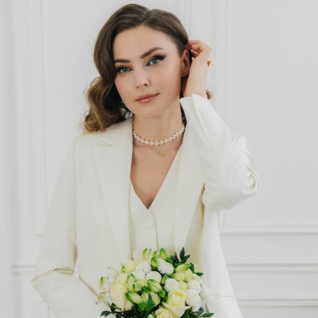 Choker "Pearl" trio, white color, 35 cm-2