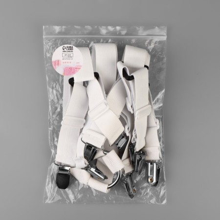 Clamps on the elastic band, with regulators, on 4 angles, 2 × 240 cm, white color-7