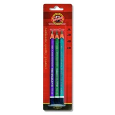 A set of pencils of black-grade 3 pieces of Koh-I-Noor 1835, 2B-6B, thickened Triograph in Blista