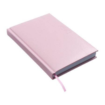 Dated 2025 diary, A5, 176 sheets of Escalada, a solid cover of artificial leather with foam rubber, pancake embossing, liesse, block 70 g/m2, pink-1