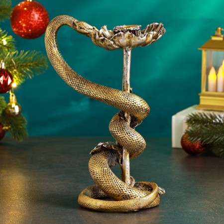 New Year. Symbol 2025. New Year's "Mac and Snake" 11x14x24cm, gold-2