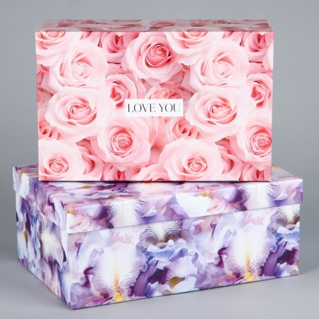 A set of boxes 10 in 1, gift packaging, “flowers”, 12 x 7 x 4 - 32.5 x 20 x 12.5 cm-2
