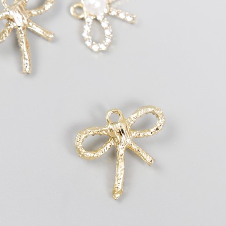 Decor for creativity metal, rhinestones "Bant with pearl" gold 2x2.2 cm-1