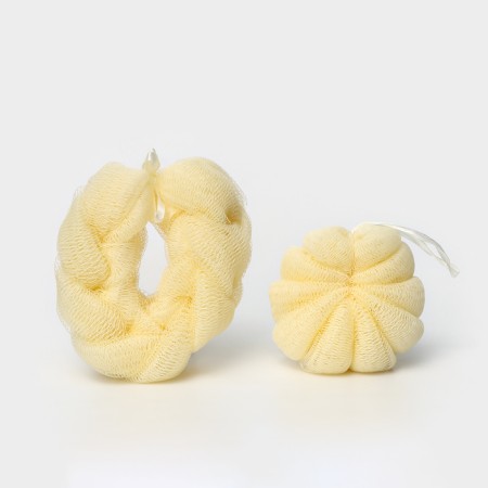 A set of body washcloths Cupellia spa: braid 70 g + shell 46 gr, beige color-1