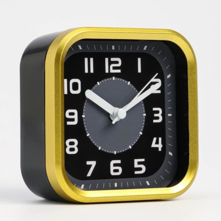 Clock - desktop an alarm clock, discrete move, 9.5 x 9.5 cm, aa-1