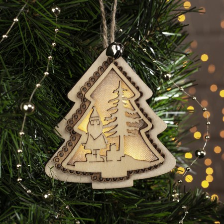 Christmas tree toy "Christmas tree with Santa Claus", from batteries, glow warm white