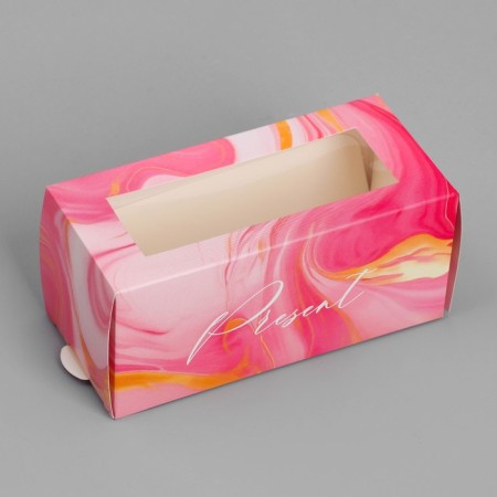 Makarun box, confectionery packaging "Marble", 12 x 5.5 x 5.5 cm