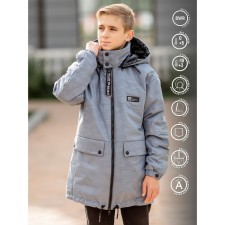 Park jacket for a boy, height 134 cm, color gray ash