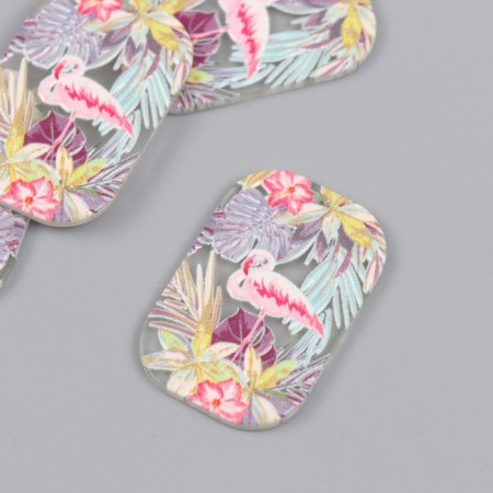 Acryl's work decor "Flamingo and exotic flowers" 0.2x2.6x4 cm