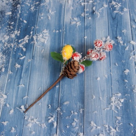Decor "Winter Dreams" red yellow berries, 15 cm-2