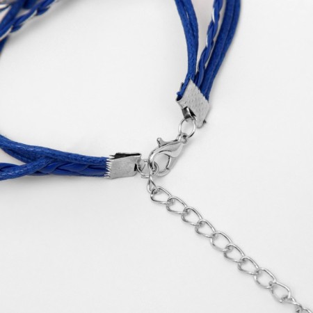 Bracelet-re-cooker "Talisman protection" feather, blue color with black silver-2