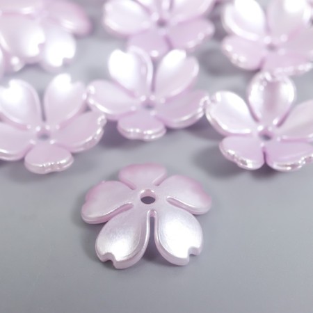 Beads for creativity plastic "Flower Pearl" set 40 pcs lilac 1.5x1.5 cm-1